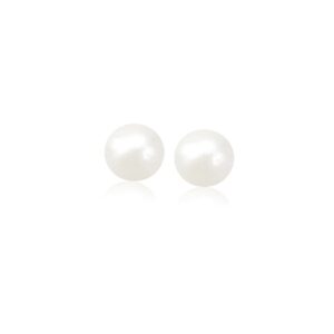 Cultured Freshwater White Pearl Stud Earrings 14k Gold 6mm