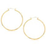 14k Gold Fancy Diamond Cut Extra Large Hoop Earrings (2x45mm) 14k Gold Fancy Diamond Cut Extra Large Hoop Earrings (2x45mm)