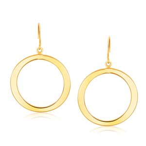 Flat Open Tube Round Earrings 14k Gold