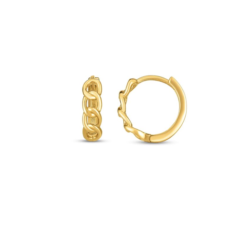14k Gold Curb Huggie Hoops