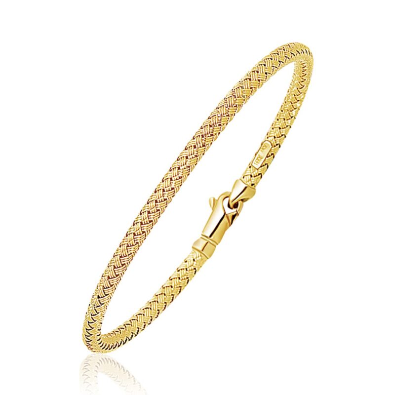 Fancy Weave Bangle 14k Yellow Gold (3.00 mm)