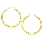 14k Yellow Gold Polished Hoop Earrings (3x40mm)