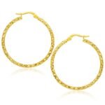 Large Textured Hoop Earrings in 10k Yellow Gold