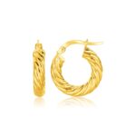 14k Gold Twisted Cable Small Hoop Earrings (4x17.6mm) 14k Gold Twisted Cable Small Hoop Earrings (4x17.6mm)