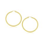 14k Yellow Gold Polished Hoop Earrings (3x25mm)