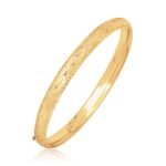 14k Yellow Gold Childrens Bangle Diamond Cut Dome Design (5.50 mm)