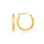 14k Gold Hoop Earrings with Textured Detailing