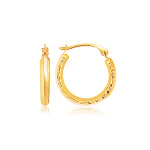 14k Gold Hoop Earrings with Textured Detailing
