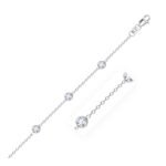 14k White Gold Anklet for Women with Round White Cubic Zirconia