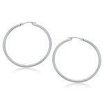 14k White Gold Hoop Earrings Polished (2x40mm) 14k White Gold Hoop Earrings Polished (2x40mm)