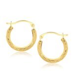 10k Yellow Gold Fancy Hoop Earrings