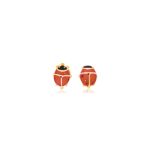 Lady Bug Stud Earrings 14K Yellow Gold Petite Enamel