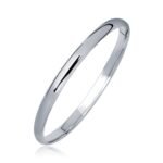 Plain Dome Bangle for Thin Wrists & Chindrens 14K White Gold