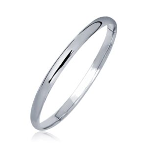 14k White Gold Childrens Bangle Dome Style Polished Finish 5.50 Inch (5.5 mm)