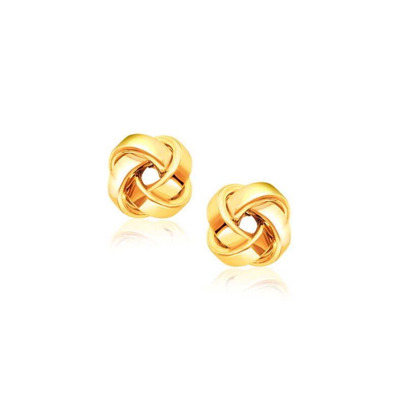 14k Yellow Gold Love Knot Stud Earrings Classic Design
