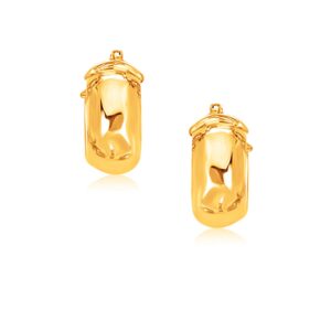 14k Gold Wide Small Hoop Earrings with Snap Lock