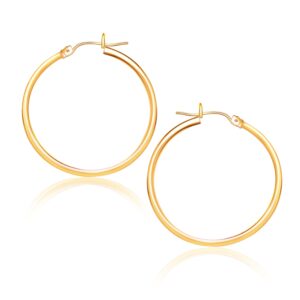 14k Yellow Gold Polished Simple Hoop Earrings (1.5x25mm)