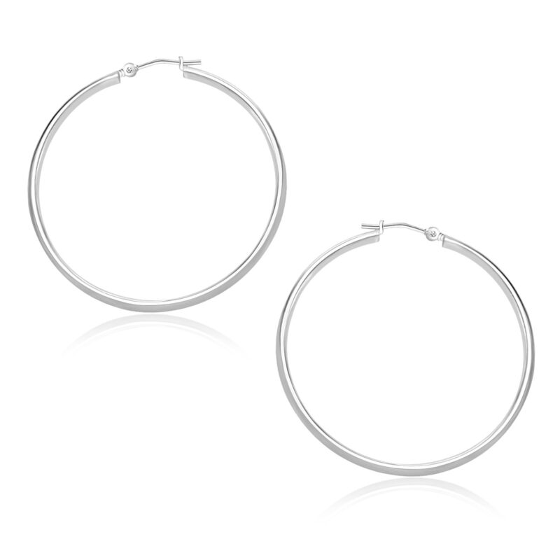 14k White Gold Thin Simple Hoop Earrings (1.5x30mm)