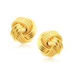 Interweaved Love Knot Stud Earrings in 14k Yellow Gold (12.7mm)