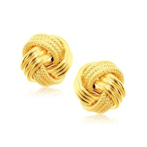 Interweaved Love Knot Stud Earrings in 14k Yellow Gold (12.7mm)