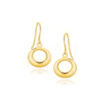 14k Gold Open Circle Dangle Earrings French Wire Back