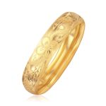 Classic Floral Carved Bangle 14k Yellow Gold (13.50 mm)