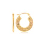 14k Yellow Gold Greek Key Small Hoop Earrings 14k Yellow Gold Greek Key Small Hoop Earrings