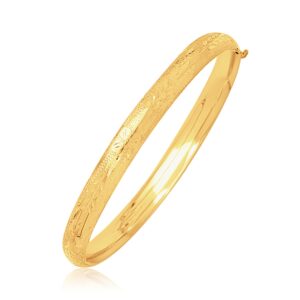 14k Gold Childrens Bangle with Dome Motif Diamond Cuts (5.50 mm)