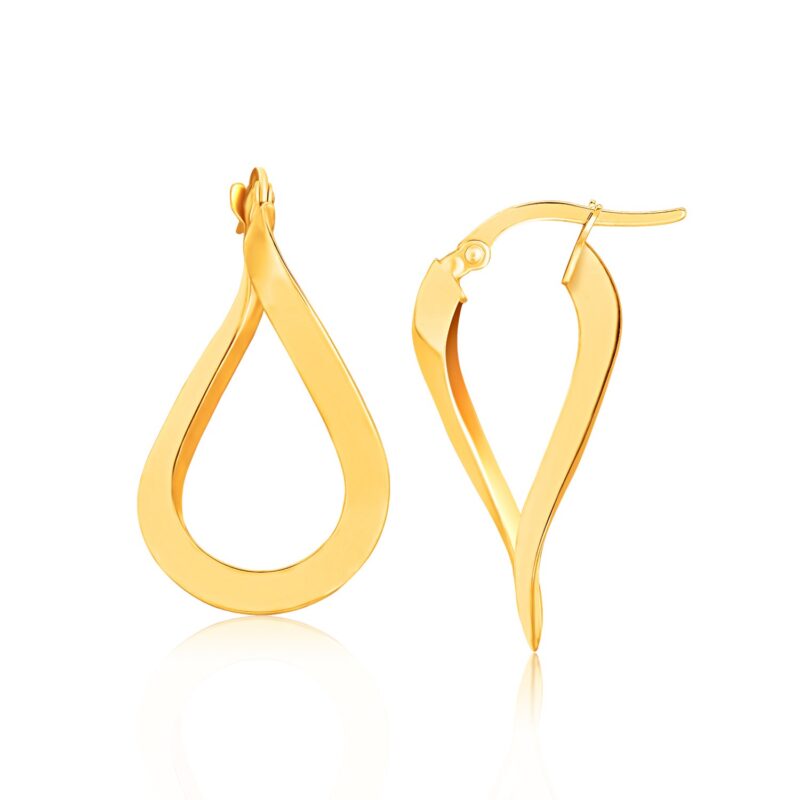 14k Gold Flat Twisted Hoop Earrings