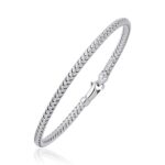Fancy Weave Bangle in 14k White Gold (3 mm)