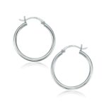 14k White Gold Classic Polished Hoop Earrings (2x25mm) 14k White Gold Classic Polished Hoop Earrings (2x25mm)