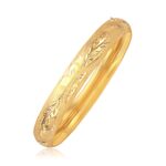 Classic Floral Carved Bangle in 14k Yellow Gold (10.00 mm)
