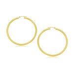 14k Gold Medium Hoop Earrings Polished (3x30mm)