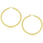 14k Gold Large Hoop Earrings Polished (3x50mm)