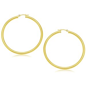 14k Gold Large Hoop Earrings Polished (3x50mm)