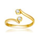 14k Yellow Gold Cubic Zirconia Accented Curve Ended Toe Ring