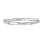 14k White Gold Classic Floral Carved Bangle Bracelet 5mm