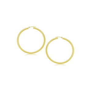 14k Gold Basic Small Hoop Earrings Polished (3x20mm)