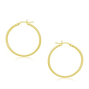 14k Gold Basic Hoop Earrings Polished (2x30mm)