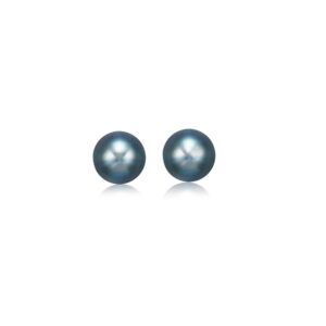 Cultured Black Pearl Stud Earrings 14k Yellow Gold (6mm)