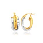 Intertwined Oval Hoop Earrings 14k Two-Tone Gold Double Row