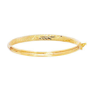 Real 14k Yellow Gold Diamond Cut Dome Bangle 5.5mm for Thin Wrists and Childrens