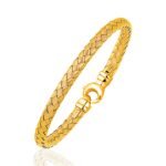 Real 14k Yellow Gold Weave Braided Fancy Bangle 5mm
