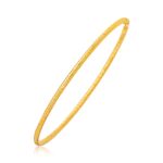 14K Yellow Gold Textured Thin Stackable Bangle Bracelet 3mm Wide 8 inch