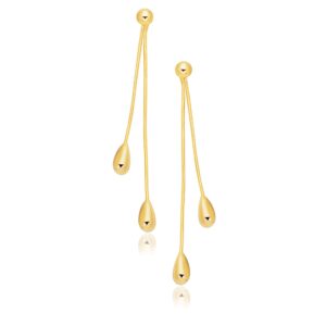 14k Gold Double Drop Long Earrings