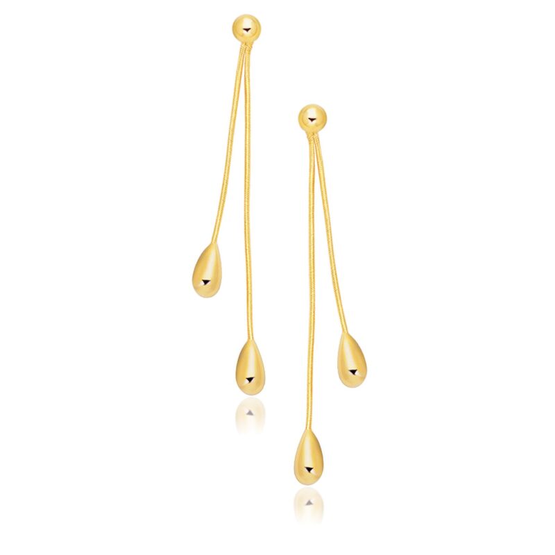 14k Gold Double Drop Long Earrings