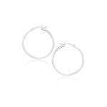 14k White Thin Small Hoop Earrings Polished (2x20mm)