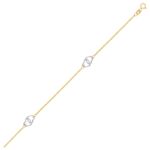 14k Two Tone Gold Intertwined Heart Anklet
