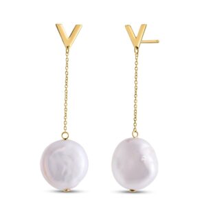 14k Gold Tesoro Pearl Drop Chain Earrings