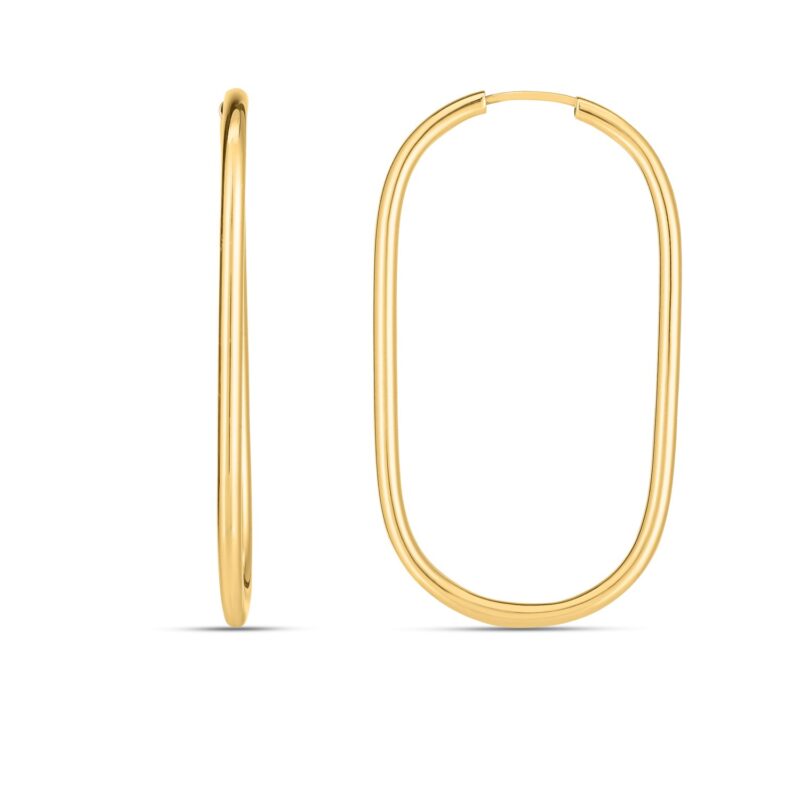 14k Gold Endless Large Paperclip Hoop Earrings